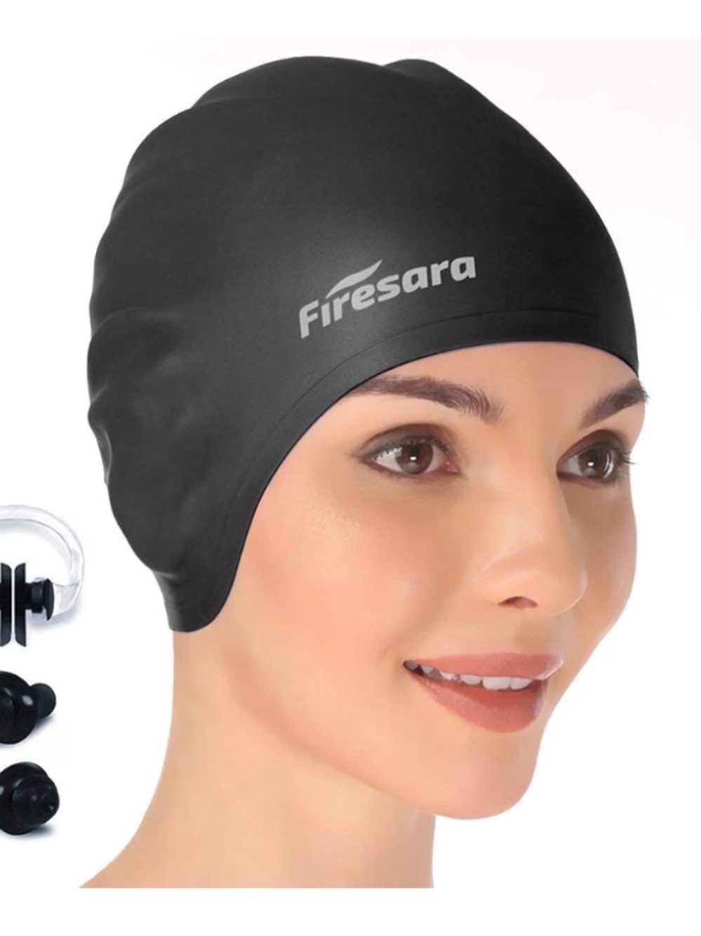 Firesara Black Swim Cap